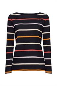 Gestreiftes T-Shirt mit Rundhalsausschnitt black