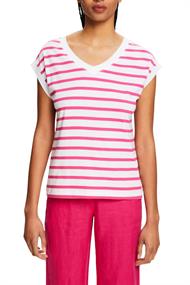 Gestreiftes T-Shirt mit V-Ausschnitt pink fuchsia 3