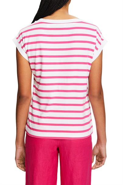 Gestreiftes T-Shirt mit V-Ausschnitt pink fuchsia 3