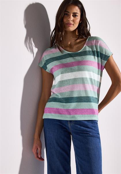 Gestreiftes T-Shirt soft jade green