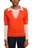 Gewebter V-Ausschnitt-Pullover mit Leinenanteil orange red