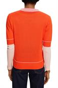 Gewebter V-Ausschnitt-Pullover mit Leinenanteil orange red