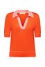 Gewebter V-Ausschnitt-Pullover mit Leinenanteil orange red