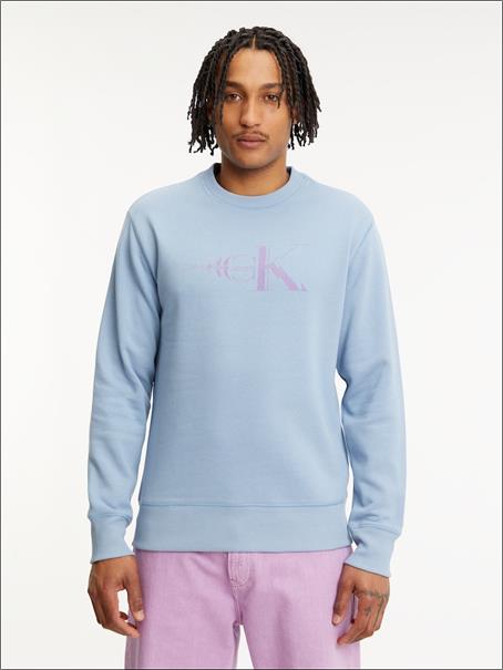 GLITCHED MONOLOGO CREW NECK iceland blue