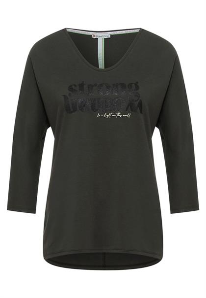 Glitter Wording Shirt bassy olive