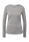Glitzer-Longsleeve mit seitlicher Raffung grau