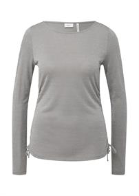 Glitzer-Longsleeve mit seitlicher Raffung grau