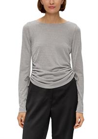 Glitzer-Longsleeve mit seitlicher Raffung grau