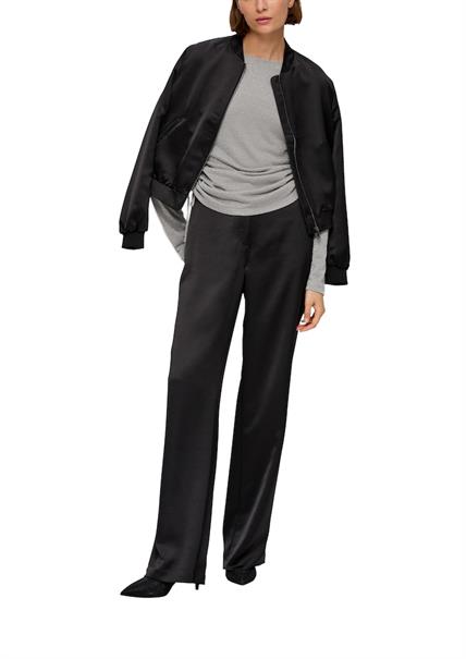 Glitzer-Longsleeve mit seitlicher Raffung grau