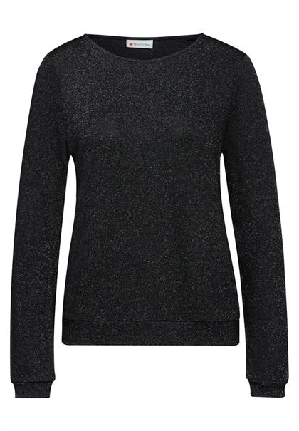 Glitzer Strick-Look Shirt black