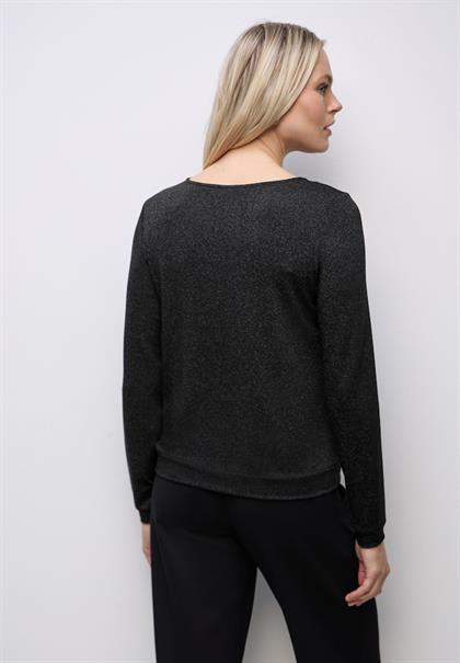 Glitzer Strick-Look Shirt black