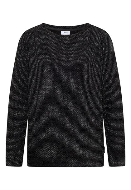 Glitzer Strukturshirt black