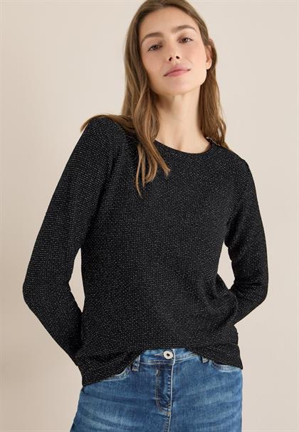 Glitzer Strukturshirt black