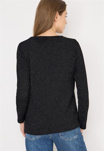 Glitzer Strukturshirt black