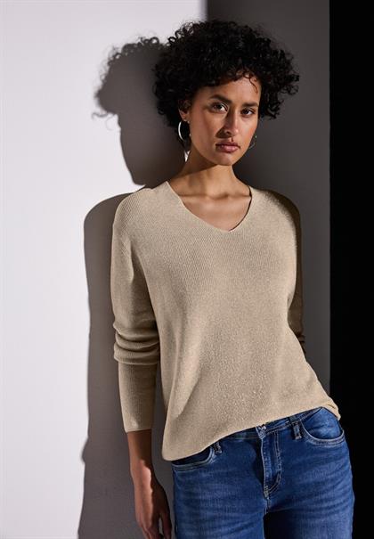 Glitzernder Pullover cotton beige