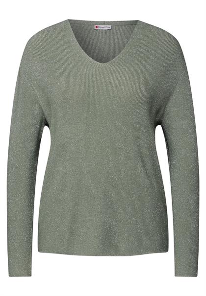 Glitzernder Pullover dusty milky green