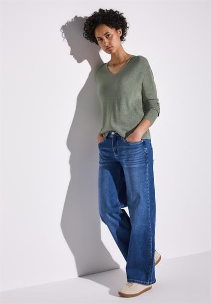 Glitzernder Pullover dusty milky green