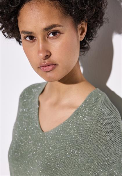 Glitzernder Pullover dusty milky green