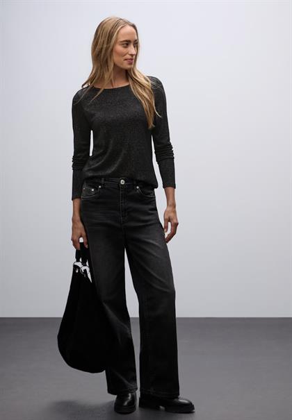 Glitzerndes Langarmshirt black