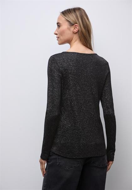 Glitzerndes Langarmshirt black