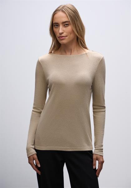 Glitzerndes Langarmshirt sanded beige