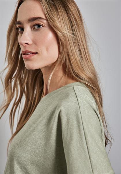 Glitzerndes T-Shirt dusty milky green