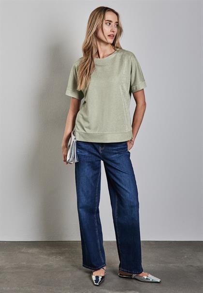 Glitzerndes T-Shirt dusty milky green