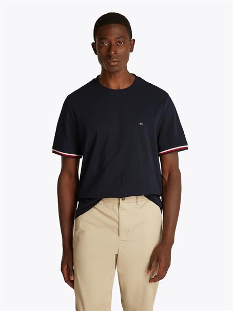 GLOBAL STRIPE CUFF TEE desert sky