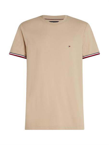 GLOBAL STRIPE CUFF TEE sandalwood