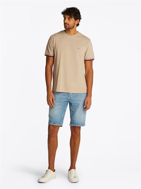 GLOBAL STRIPE CUFF TEE sandalwood
