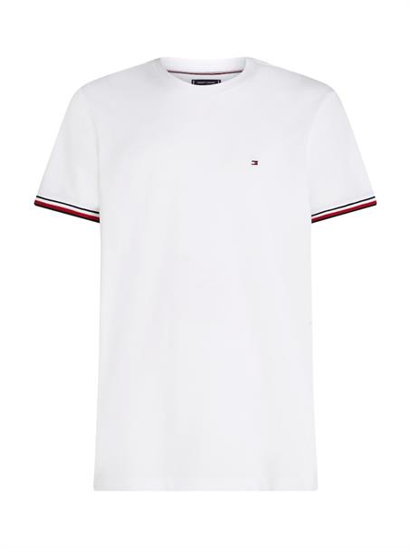 GLOBAL STRIPE CUFF TEE white