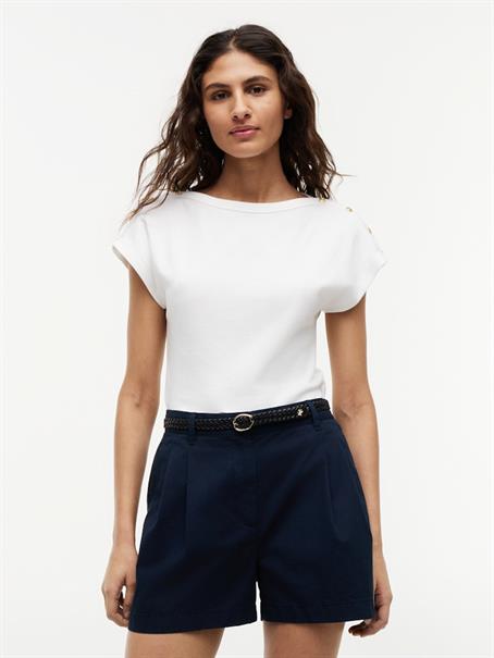 GOLD BTN CAP-SLV BOAT-NK TEE ecru