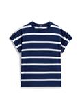 GOLD BUTTON MDRN C-NK SS TEE dark night navy-ivory silk stp