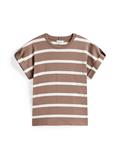 GOLD BUTTON MDRN C-NK SS TEE hot coco- ivory silk stp