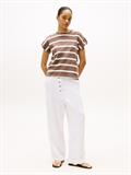 GOLD BUTTON MDRN C-NK SS TEE hot coco- ivory silk stp