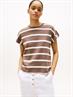 GOLD BUTTON MDRN C-NK SS TEE hot coco- ivory silk stp