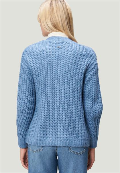 Grobstrickjacke middle blue melange