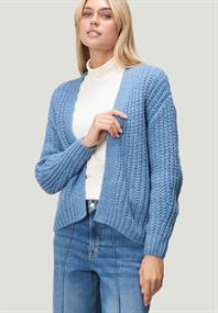 Grobstrickjacke offener Style middle blue melange