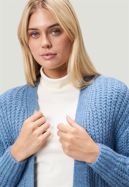 Grobstrickjacke offener Style middle blue melange