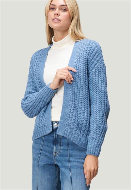 Grobstrickjacke offener Style middle blue melange