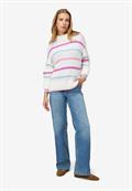 Grobstrickpullover mit Streifen creampink