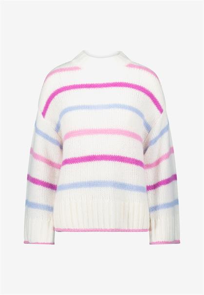 Grobstrickpullover mit Streifen creampink