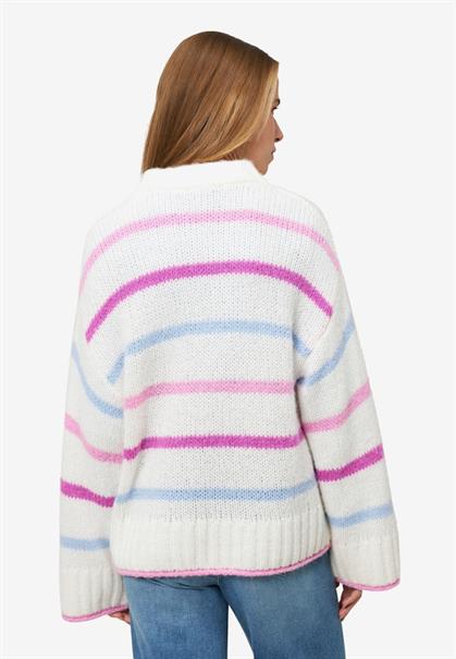 Grobstrickpullover mit Streifen creampink