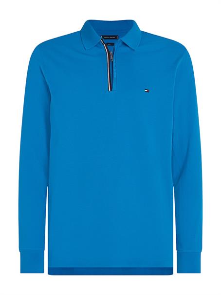 GS ZIP RWB TIPPED L/S SLIM POLO cerulean aqua