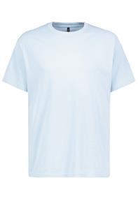 HAKA Shirt, kurzarm, Rundhals mit Rippblende,grosser Photoprint auf dem Rücken "Malama", boxy fit skyride blue