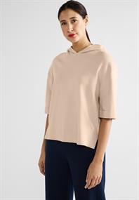 Halbarm Kapuzenpullover light smooth sand melange