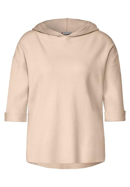 Halbarm Kapuzenpullover light smooth sand melange