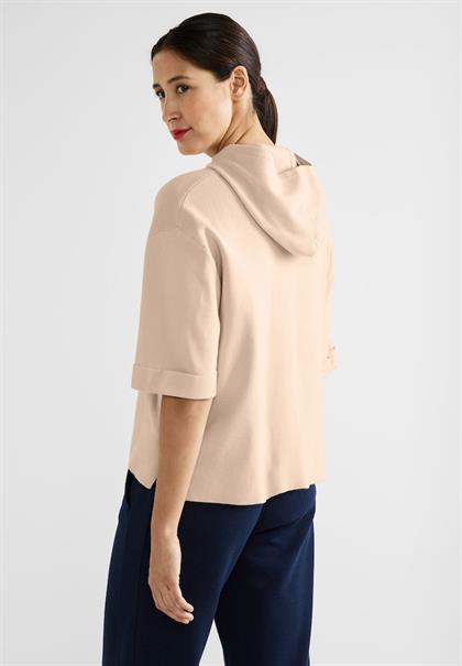 Halbarm Kapuzenpullover light smooth sand melange