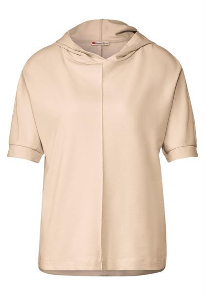 Halbarm Kapuzenshirt light smooth sand