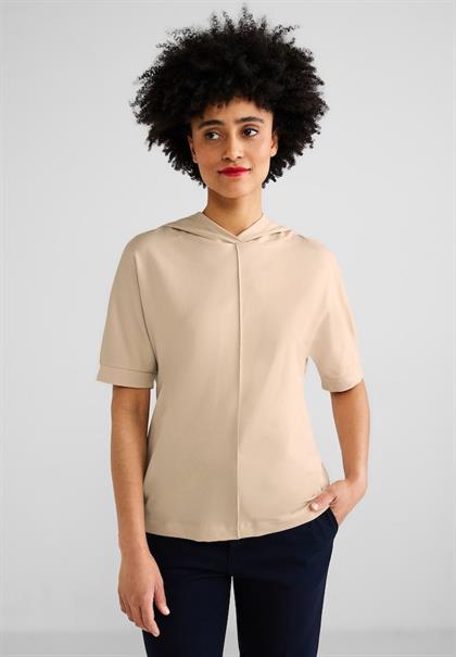 Halbarm Kapuzenshirt light smooth sand